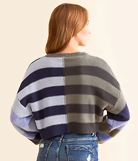 Offset Stripe Cropped Sweater