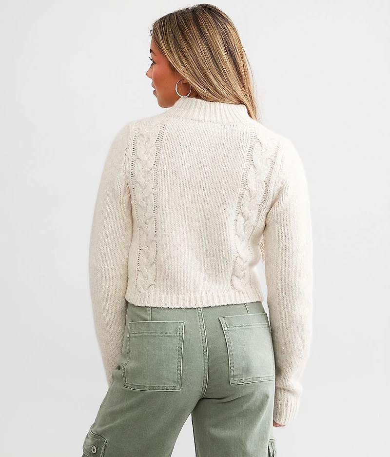 Split Cropped Cable Sweater