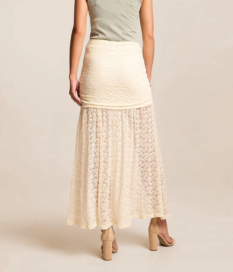 Sheer Lace Midi Skirt