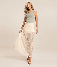 Sheer Lace Midi Skirt