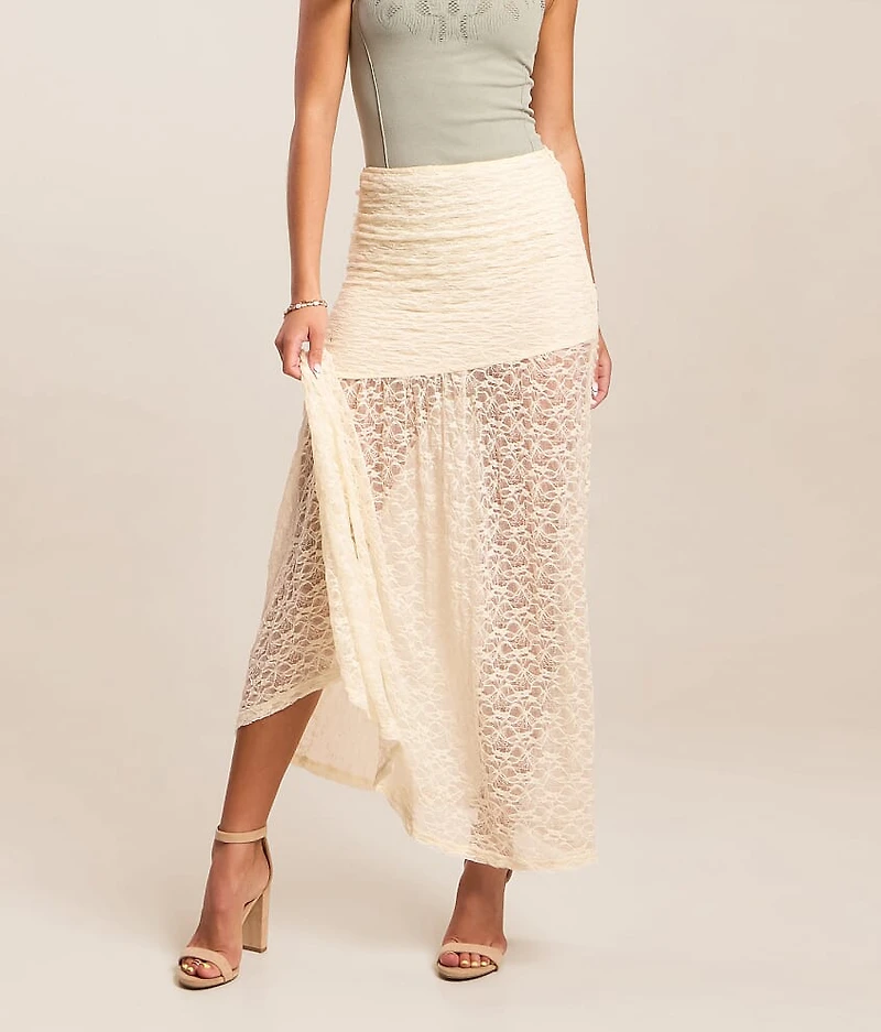 Sheer Lace Midi Skirt