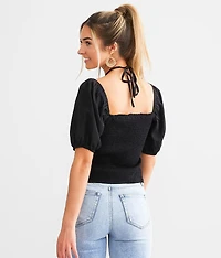 LE LIS Cinch Front Tie Top