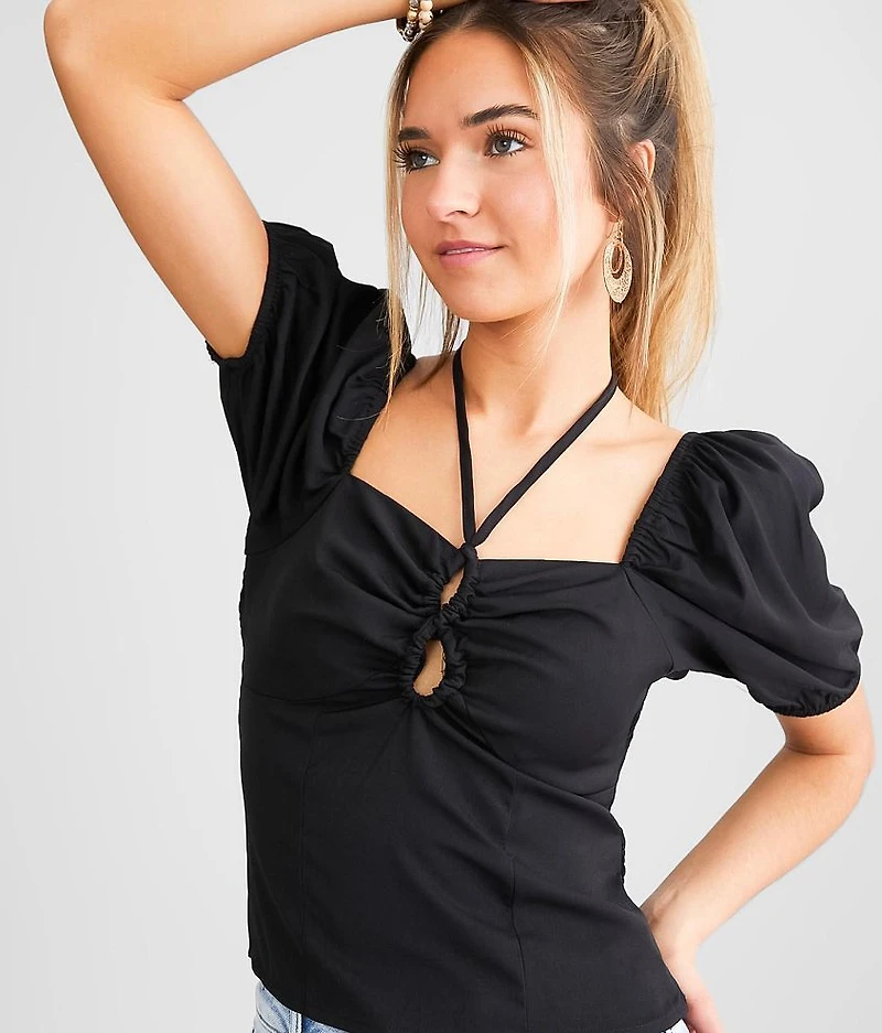LE LIS Cinch Front Tie Top