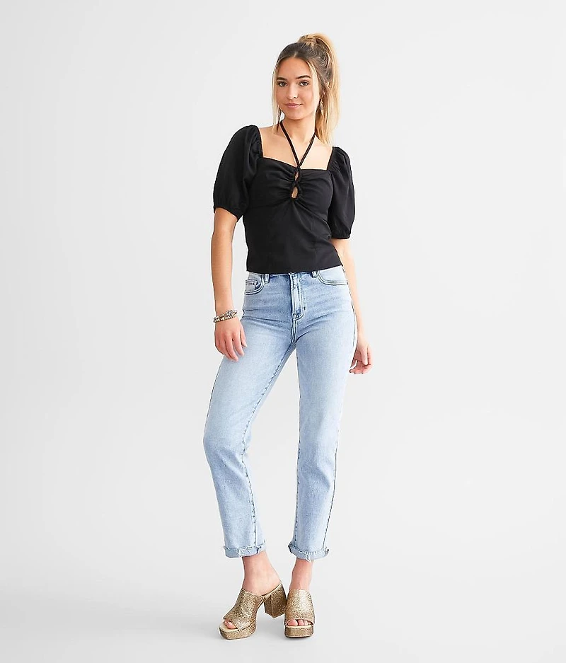LE LIS Cinch Front Tie Top