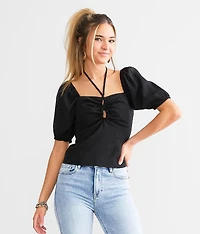 LE LIS Cinch Front Tie Top