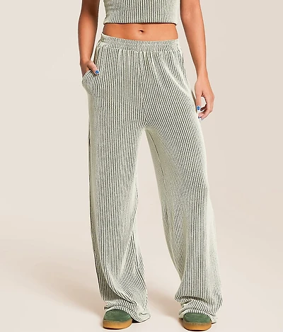 Rib Knit Wide Leg Pant
