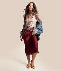 Satin Midi Slip Skirt