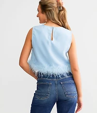Feather Trim Tank Top