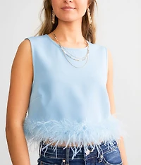 Feather Trim Tank Top