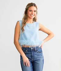 Feather Trim Tank Top