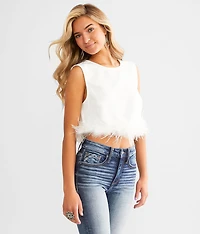 Feather Trim Tank Top