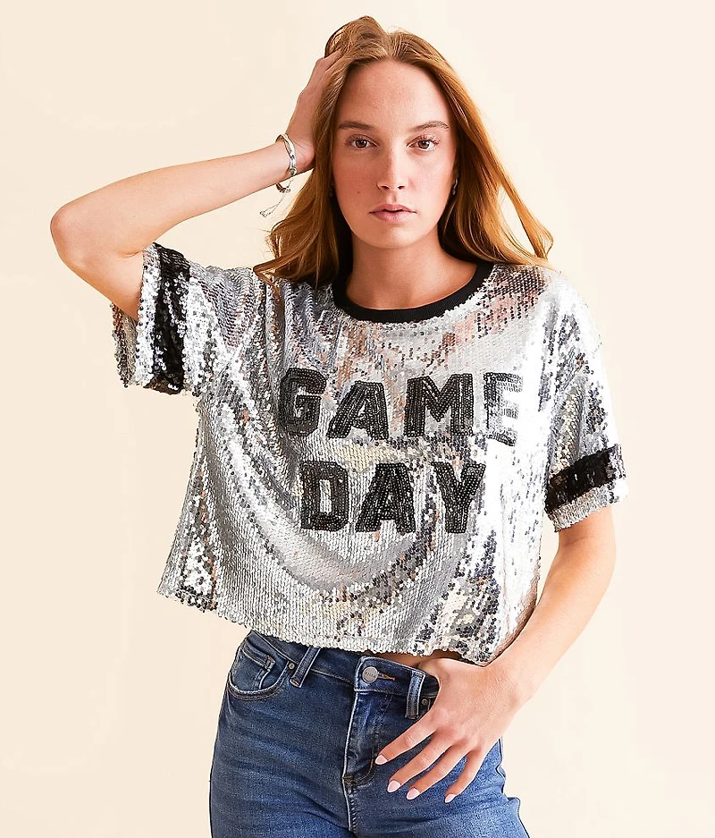 Game Day Sequin Cropped Top