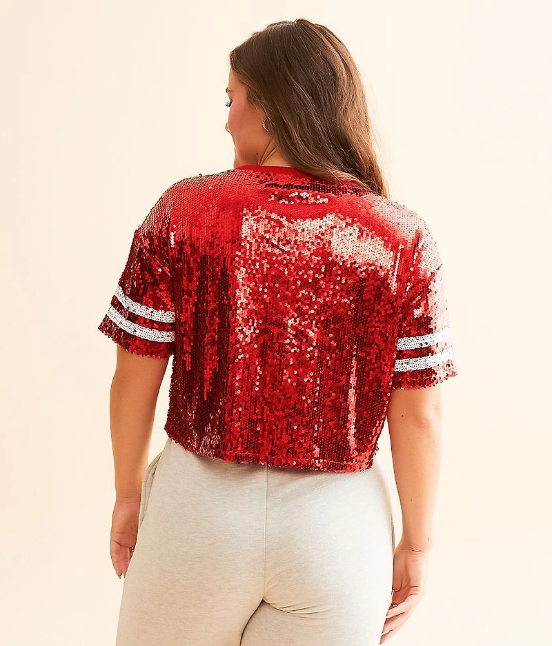 Varsity Sequin Cropped Top