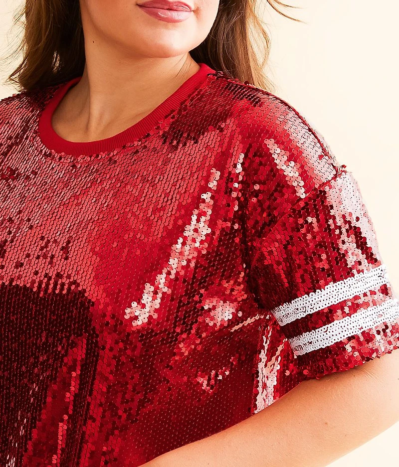 Varsity Sequin Cropped Top