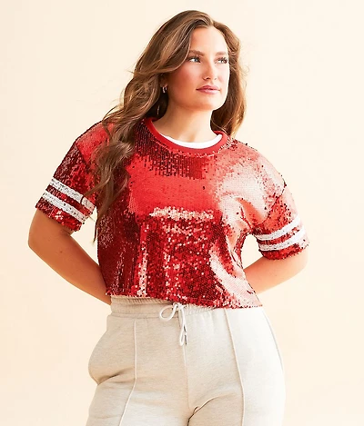 Varsity Sequin Cropped Top
