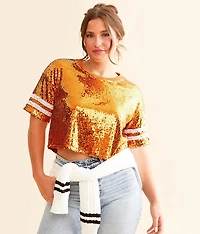 Varsity Sequin Cropped Top