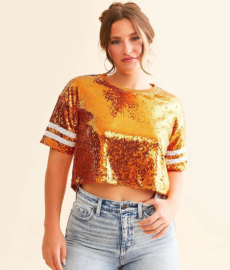 Varsity Sequin Cropped Top