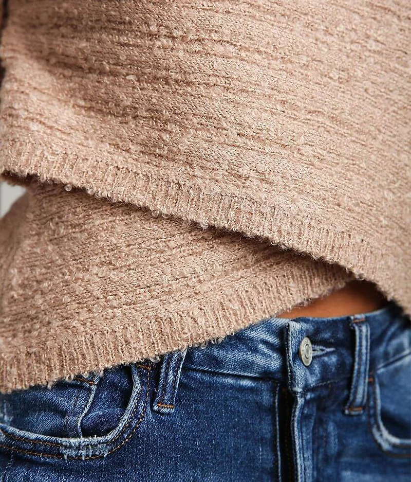 Criss Cross Surplice Cropped Sweater