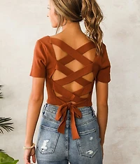 Back Lace-Up Sweater