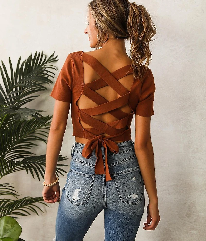 Back Lace-Up Sweater