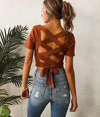 Back Lace-Up Sweater