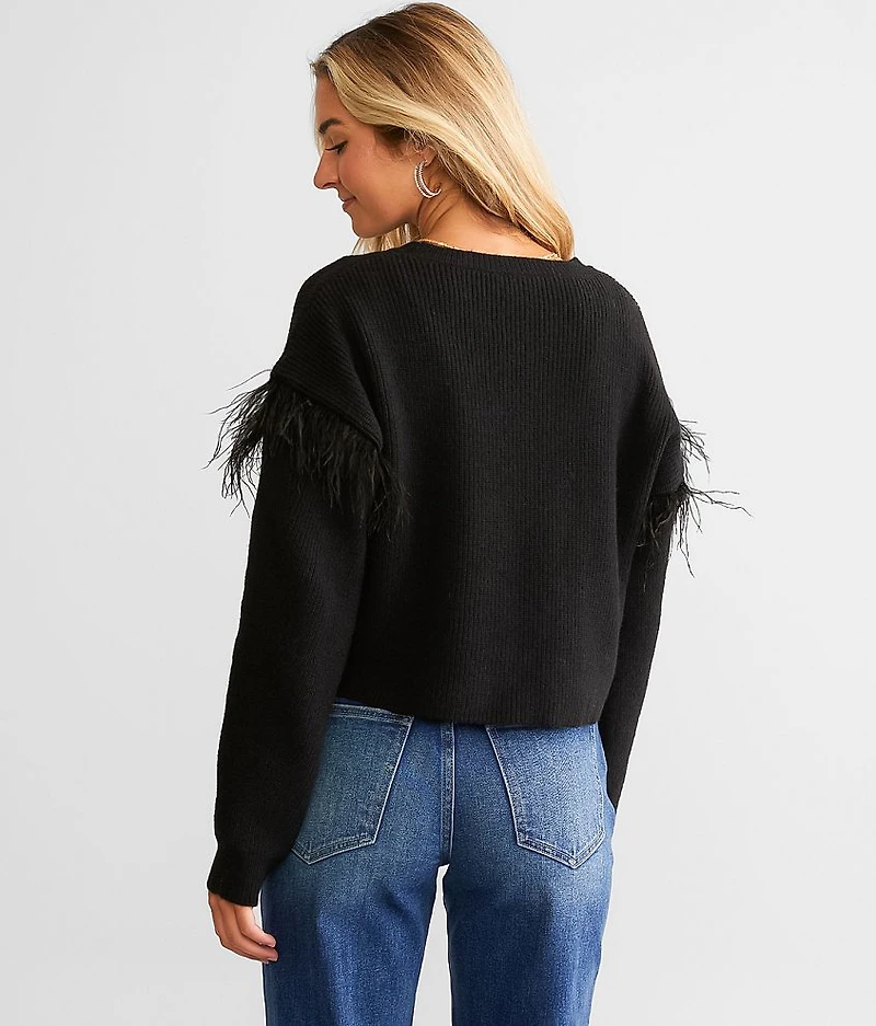 Feather Trim Sweater