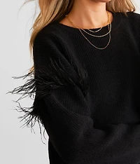 Feather Trim Sweater