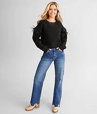 Feather Trim Sweater