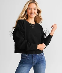 Feather Trim Sweater