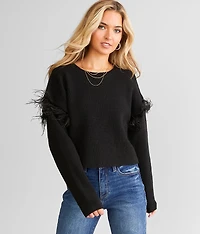 Feather Trim Sweater
