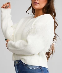 Feather Trim Sweater