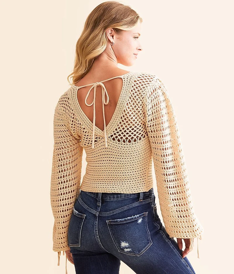 Open Stitch Cropped Sweater
