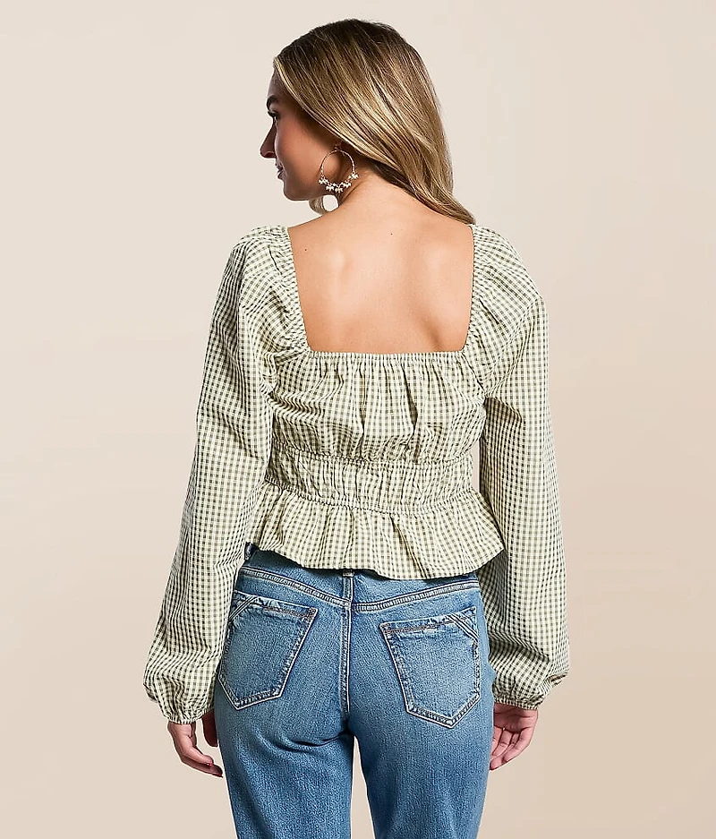 Gingham Peplum Top