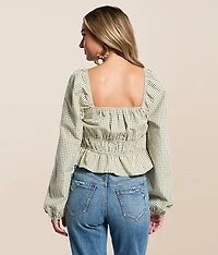 Gingham Peplum Top