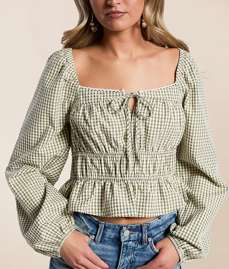 Gingham Peplum Top