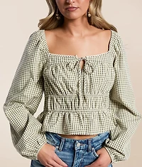 Gingham Peplum Top
