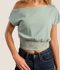 Off The Shoulder Pieced Lace Top
