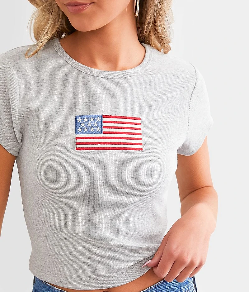 American Flag Cropped T-Shirt