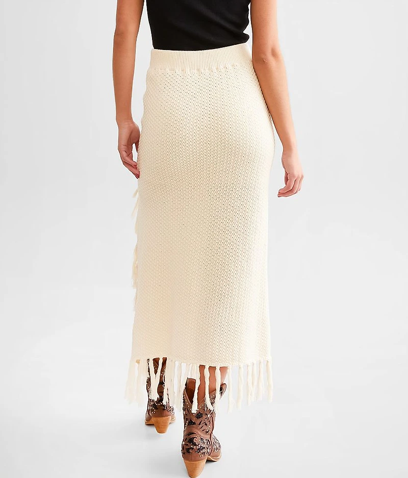 Sweater Fringe Midi Skirt