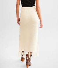 Sweater Fringe Midi Skirt