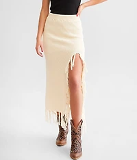 Sweater Fringe Midi Skirt