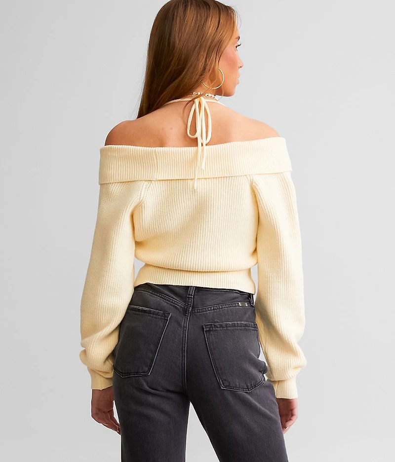 Surplice Off The Shoulder Sweater