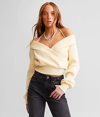 Surplice Off The Shoulder Sweater