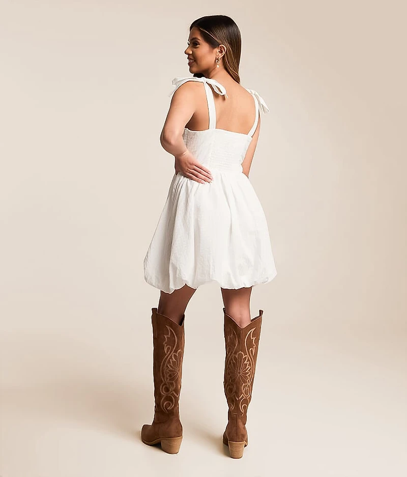 Embroidered Mini Bubble Dress