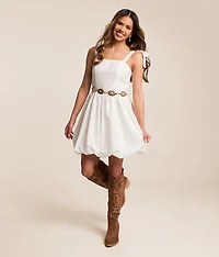 Embroidered Mini Bubble Dress