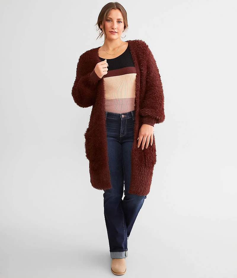 Eyelash Knit Cardigan Sweater
