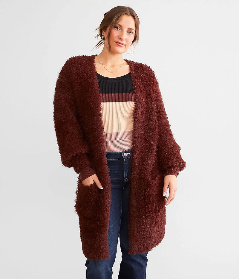 Eyelash Knit Cardigan Sweater