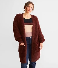 Eyelash Knit Cardigan Sweater