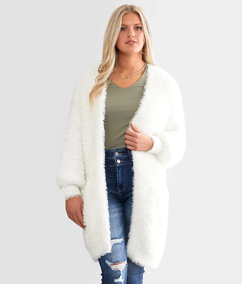 red by BKE Eyelash Knit Cardigan Sweater