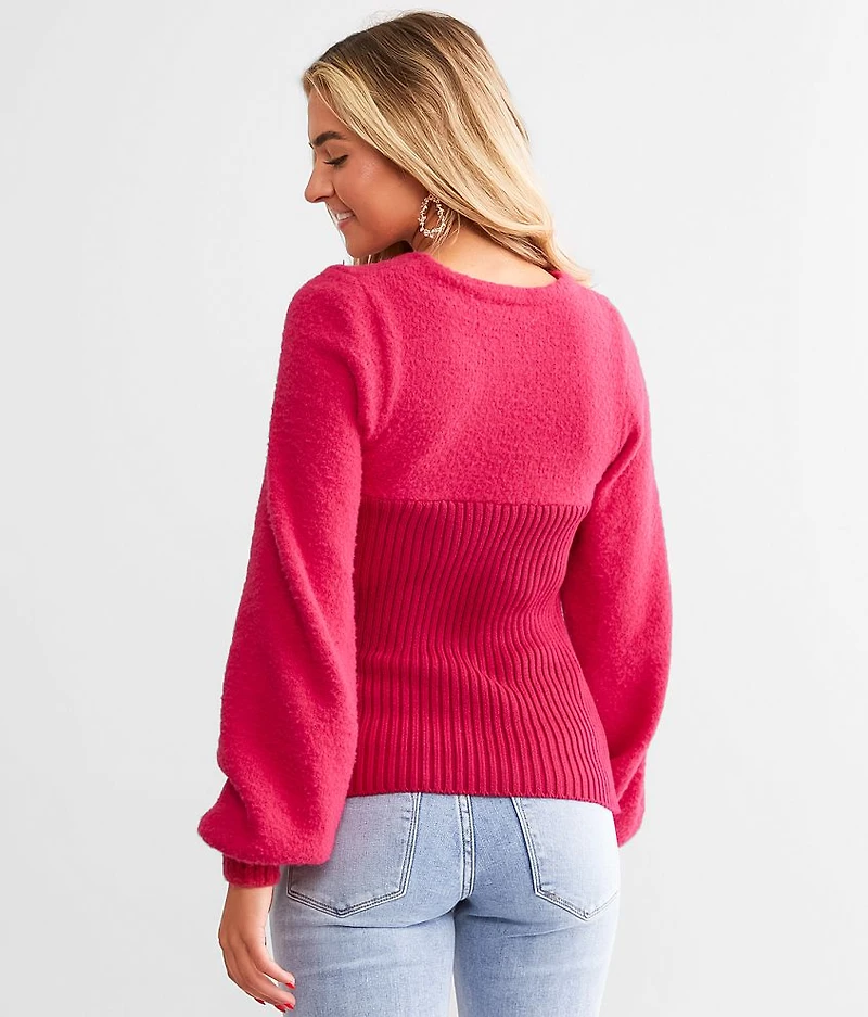 Brushed Keyhole Sweater